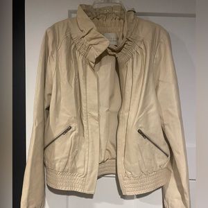 Hinge Leather Jacket, cream colored